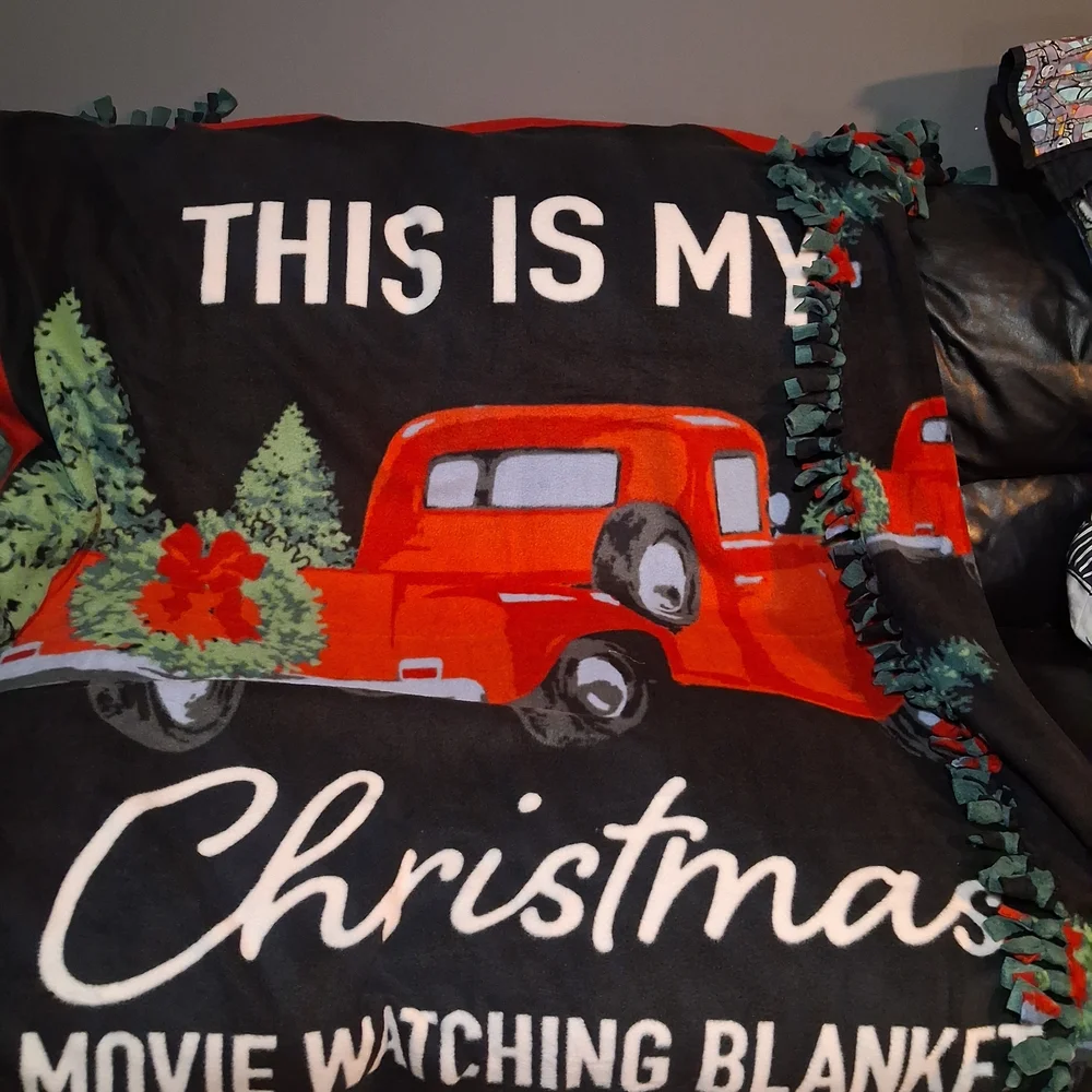 Festive Holiday Blanket with Red Truck Design